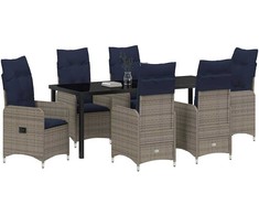 Sodo valgomojo komplektas su pagalve 7 pcs Juoda poliratanas