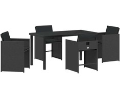 Lauko baldų komplektas Sodo valgomojo komplektas 5 pcs Juoda poliratanas