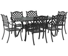 Lauko baldų komplektas Sodo valgomojo komplektas 7 pcs Juoda Aliuminis