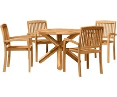 Lauko baldų komplektas Sodo valgomojo komplektas 5 pcs Natūrali