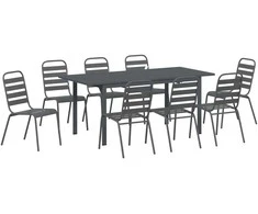 Lauko baldų komplektas Sodo valgomojo komplektas 9 pcs Antracitas Miltelinis plienas