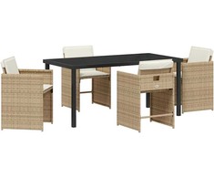 Lauko baldų komplektas Sodo valgomojo komplektas 5 pcs Smėlio poliratanas