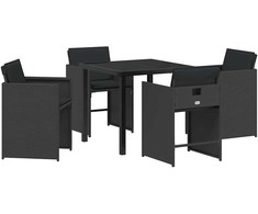 Lauko baldų komplektas Sodo valgomojo komplektas 5 pcs Juoda poliratanas