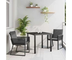 Lauko baldų komplektas Sodo valgomojo komplektas 3 pcs Juoda