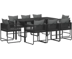 Lauko baldų komplektas Sodo valgomojo komplektas 9 pcs Juoda ir Antracitas
