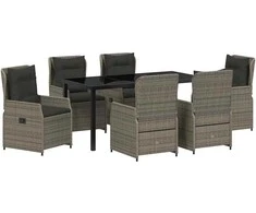 Lauko baldų komplektas Sodo valgomojo komplektas 7 pcs Pilka poliratanas