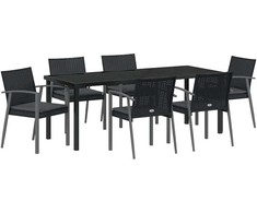 Sodo valgomojo komplektas 7 pcs Juoda ir pilka PE ratanas