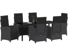 Sodo valgomojo komplektas su pagalve 7 pcs Juoda poliratanas