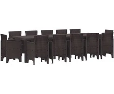 Lauko baldų komplektas Sodo valgomojo komplektas 13 pcs Ruda Poli ratanas
