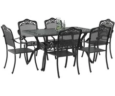 Lauko baldų komplektas Sodo valgomojo komplektas 7 pcs Juoda Aliuminis