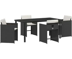 Lauko baldų komplektas Sodo valgomojo komplektas 5 pcs Juoda poliratanas