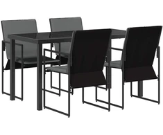 Lauko baldų komplektas Sodo valgomojo komplektas 5 pcs Juoda ir Antracitas