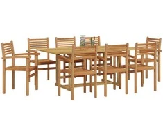 Lauko baldų komplektas Sodo valgomojo komplektas 9 pcs Ruda Kieto teka medžio