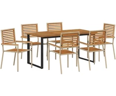 Lauko baldų komplektas Sodo valgomojo komplektas 7 pcs Smėlio Kietos akacijos mediena