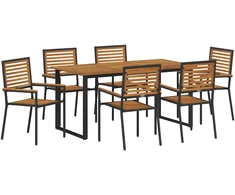 Lauko baldų komplektas Sodo valgomojo komplektas 7 pcs Juoda Kietos akacijos mediena