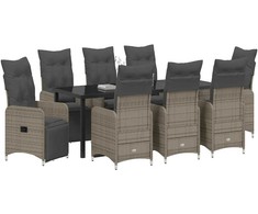 Lauko baldų komplektas Sodo valgomojo komplektas 9 pcs Pilka poliratanas
