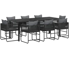 Lauko baldų komplektas Sodo valgomojo komplektas 9 pcs Juoda ir Antracitas
