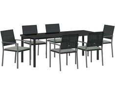 Sodo valgomojo komplektas 7 pcs Juoda ir šviesiai pilka