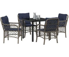 Sodo valgomojo komplektas 5 pcs Pilka ir juoda Ratanas
