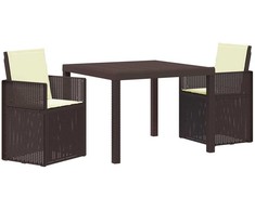 Lauko baldų komplektas Sodo valgomojo komplektas su pagalve 3 pcs Ruda ir kreminė PP