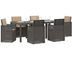 Lauko baldų komplektas Sodo valgomojo komplektas 7 pcs Šviesiai pilka, Taupe PP