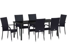 Sodo valgomojo komplektas 7 pcs Juoda