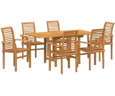 Lauko baldų komplektas Sodo valgomojo komplektas 7 pcs Ruda Kieto teka medžio