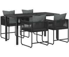 Lauko baldų komplektas Sodo valgomojo komplektas 5 pcs Juoda ir Antracitas