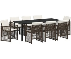 Sodo valgomojo komplektas 9 pcs Ruda poliratanas