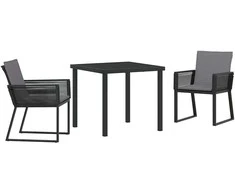 Lauko baldų komplektas Sodo valgomojo komplektas 3 pcs Juoda