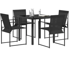 Lauko baldų komplektas Sodo valgomojo komplektas 5 pcs Juoda Textilene ir plienas