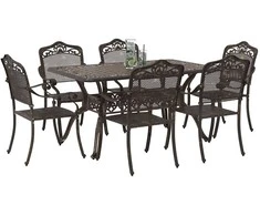 Lauko baldų komplektas Sodo valgomojo komplektas 7 pcs Bronzinė Aliuminis