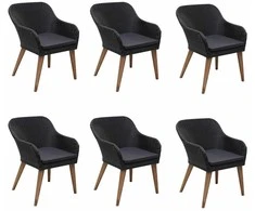 Lauko baldų komplektas Sodo valgomojo komplektas, 7 dalių, juodas (312407+3x44153)