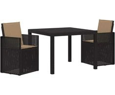 Lauko baldų komplektas Sodo valgomojo komplektas 3 pcs Antracito ir taupe PP