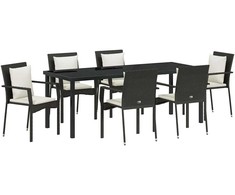 Sodo valgomojo komplektas su pagalve 7 pcs Juoda poliratanas
