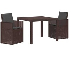 Lauko baldų komplektas Sodo valgomojo komplektas su pagalve 3 pcs Ruda ir antracito PP
