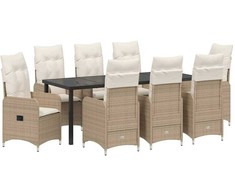 Lauko baldų komplektas Sodo valgomojo komplektas 9 pcs Smėlio poliratanas