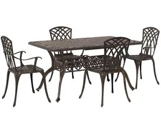 Lauko baldų komplektas Sodo valgomojo komplektas 5 pcs Bronzinė Aliuminis