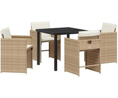 Lauko baldų komplektas Sodo valgomojo komplektas 5 pcs Smėlio poliratanas