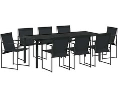 Lauko baldų komplektas Sodo valgomojo komplektas 9 pcs Juoda Textilene ir plienas
