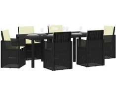 Lauko baldų komplektas Sodo valgomojo komplektas 7 pcs Antracito ir kreminė PP