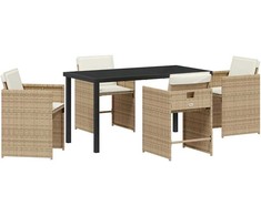 Lauko baldų komplektas Sodo valgomojo komplektas 5 pcs Smėlio poliratanas
