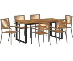 Lauko baldų komplektas Sodo valgomojo komplektas 7 pcs Pilka Kietos akacijos mediena