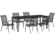 Lauko baldų komplektas Sodo valgomojo komplektas 7 pcs Juoda