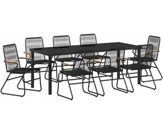 Sodo valgomojo komplektas 9 pcs Juoda