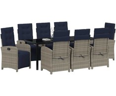 Lauko baldų komplektas Sodo valgomojo komplektas su pagalve 9 pcs Pilka poliratanas
