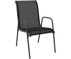 Lauko baldų komplektas Sodo valgomojo komplektas, 7 dalių, juodas, plienas/tekstilenas
