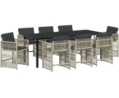 Sodo valgomojo komplektas 9 pcs Šviesiai pilka