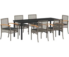 Sodo valgomojo komplektas 7 pcs Pilka ir juoda Ratanas