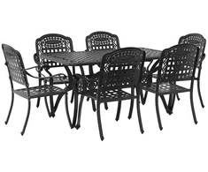 Lauko baldų komplektas Sodo valgomojo komplektas 7 pcs Juoda Aliuminis